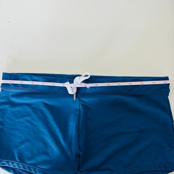 MENS 2XIST Navy Blue White Drawstring Tie Swimsuit Mini Swim Trunk Shorts L - Picture 9 of 9
